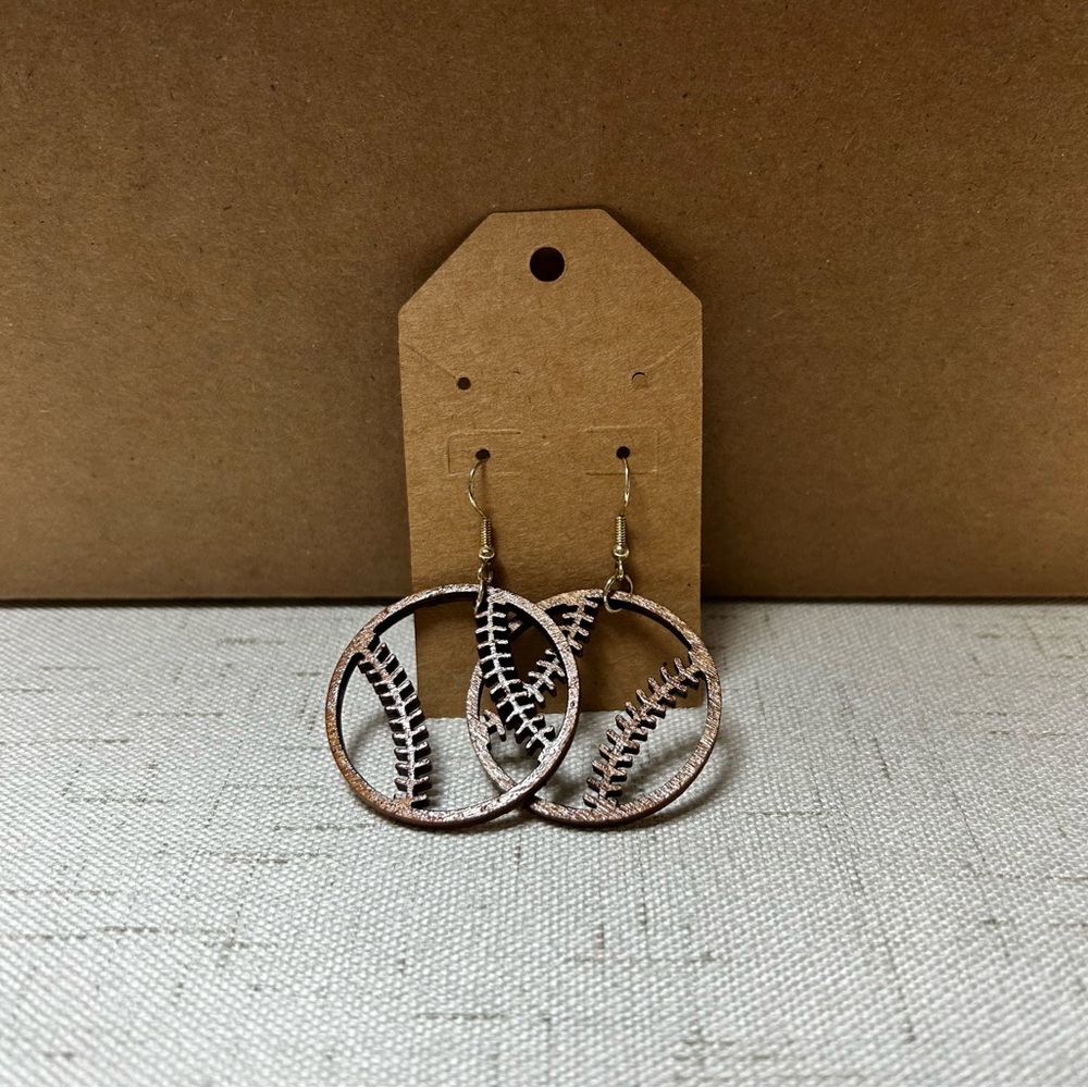 Women’s Copper-Tone Baseball Stitch Hoop Earrings